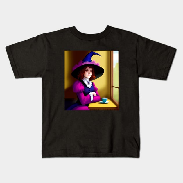 Tea Witch Kids T-Shirt by Manzo Carey